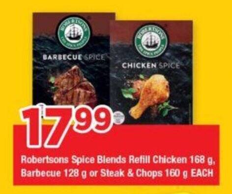 Robertsons Spice Blends Refill Chicken 168 G Barbecue 128g Or Steak