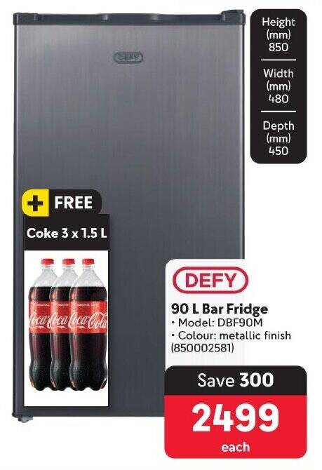 DEFY 90L Bar Fridge Offer At Makro