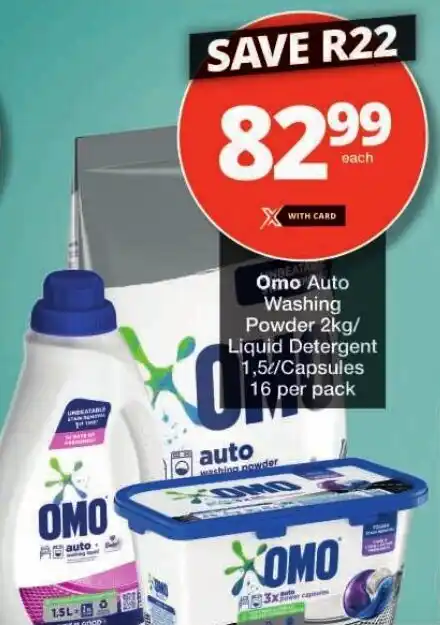 Omo Auto Washing Powder 2kg Liquid Detergent 1 5 Capsules 16 Per Pack