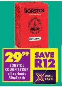 BORSTOL COUGH SYRUP All Variants 50ml Each Offer At Shoprite