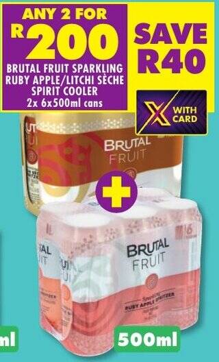 BRUTAL FRUIT SPARKLING RUBY APPLE LITCHI SÈCHE SPIRIT COOLER 2x 6x500ml