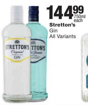 Stretton S Gin All Variants Offer At Checkers Liquor Shop