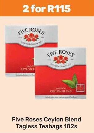 Five Roses Ceylon Blend Tagless Teabags 102s Offer At Game