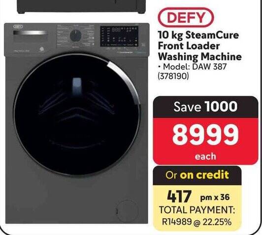 Defy Kg Steamcure Front Loader Washing Machine Offer At Makro