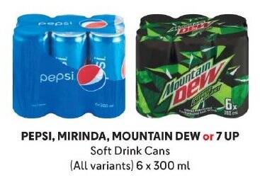 Pepsi Mirinda Mountain Dew Or Up Soft Drink Cans All Variants X