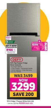 Defy 157L Top Freezer Fridge Silver DAD239 Offer At Game