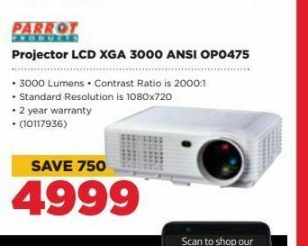 Projector Lcd Xga 30000 Ansi Opo475 Parrot Offer At HiFi Corp