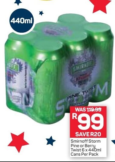 Smirnoff Storm Pine Or Berry Twist 6x440ml Offer At Pick N Pay Liquor