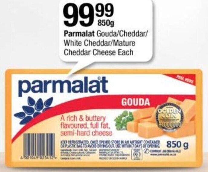 Parmalat Gouda Cheddar White Cheddar Mature Cheddar Cheese 850g Offer