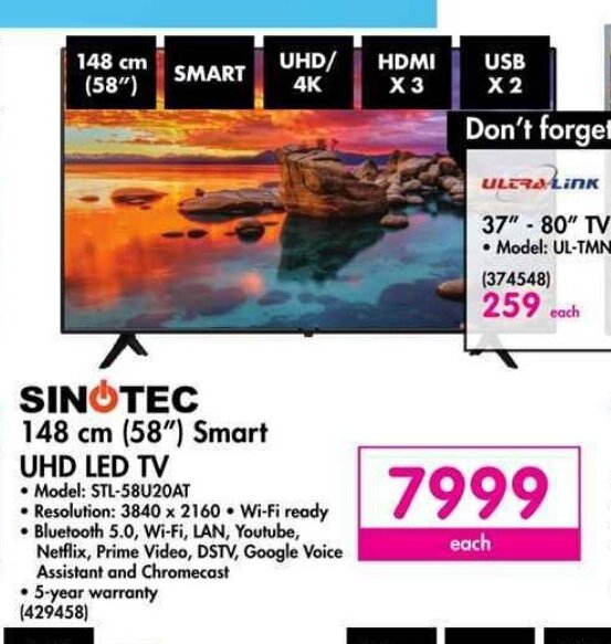 Sinotec 148 Cm 58 Smart UHD LED TV Offer At Makro