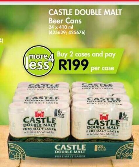 Castle Double Malt Beer Cans 24 X 410 Ml Offer At Makro