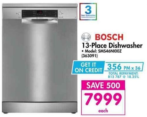 Bosch 13 Place Dishwasher Offer At Makro