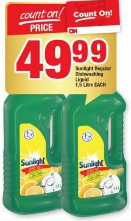 Sunlight Regular Dishwashing Liquid 1 5L Offer At OK Foods