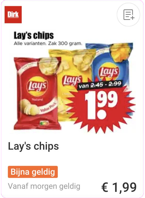 Lays chips aanbieding bij Dirk