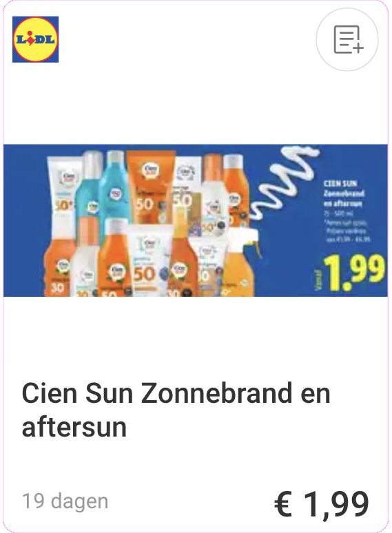 Cien Sun zonnebrand aanbieding bij Lidl