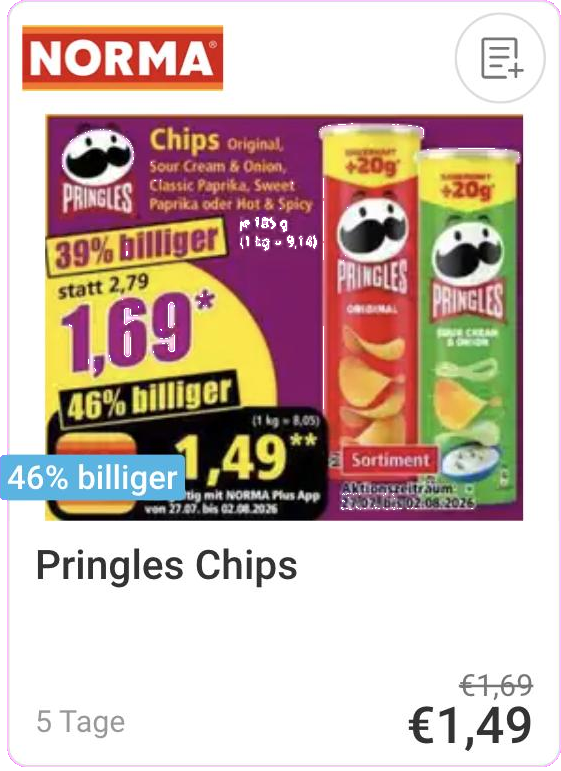 Pringles Chips Angebot bei Norma
