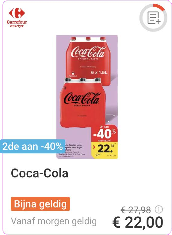Coca-Cola tweede aan -40% bij Carrefour Market