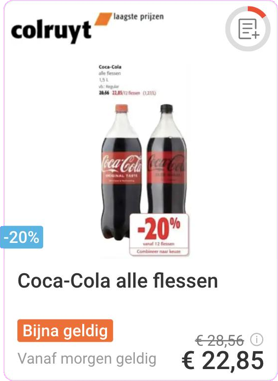 Coca-Cola -20% bij Colruyt