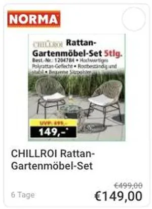 CHILLROI Rattan-Gartenmöbel-Set Angebot bei Norma