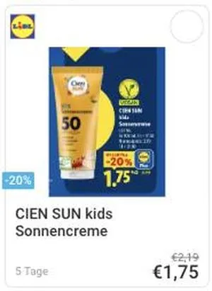 CIEN SUN kids Sonnencreme Angebot bei Lidl