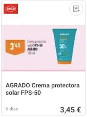 Crema solar AGRADO FPS-50 en oferta en Supermercados Deza