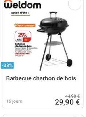 Barbecue au charbon de bois en promo chez Weldom