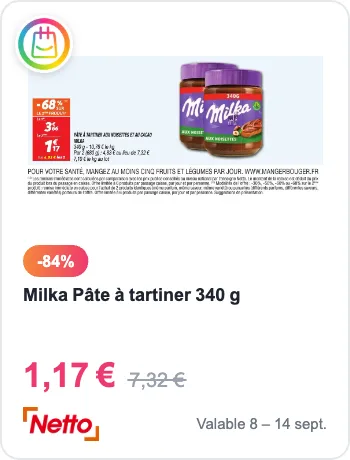 Offre Milka pâte à tartiner chez Netto