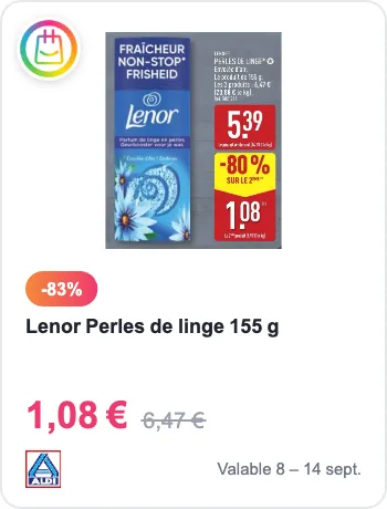 Offre Lenor perles de linge chez ALDI