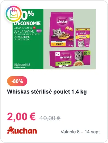 Offre Whiskas stérilisé poulet chez Auchan