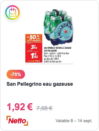 Offre San Pellegrino eau gazeuse chez Netto