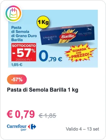 Offerta pasta Barilla da Carrefour Iper