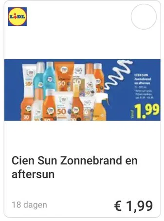 Cien Sun zonnebrand aanbieding bij Lidl