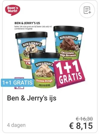 Ben & Jerry's ijs aanbieding bij Boon's Markt