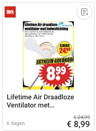 Draadloze ventilator aanbieding bij Dirk