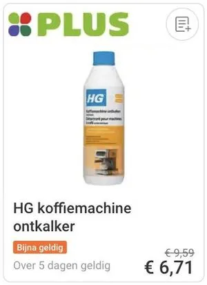 HG koffiemachine ontkalker aanbieding bij PLUS