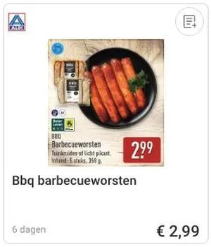 Bbq barbecueworsten aanbieding bij ALDI