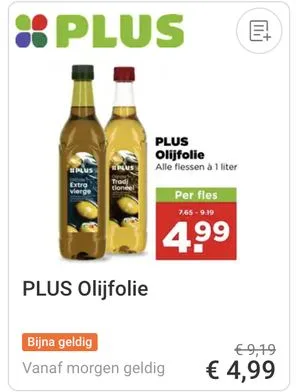 PLUS olijfolie aanbieding