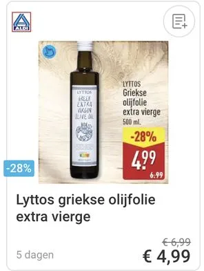 Lyttos griekse olijfolie extra vierge aanbieding bij ALDI