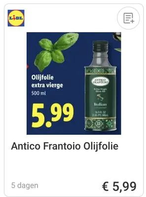 Antico Frantoio olijfolie aanbieding bij Lidl