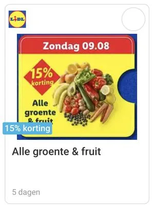 15% korting op alle groente en fruit bij Lidl
