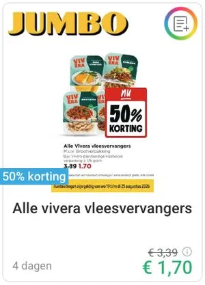 Vivera vleesvervangers aanbieding bij Jumbo