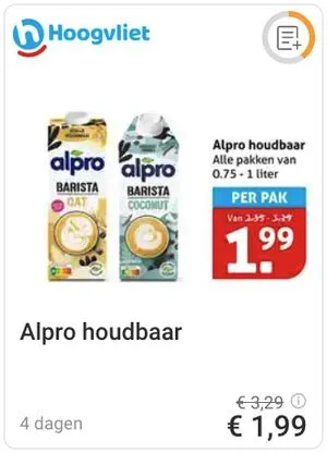Alpro houdbaar aanbieding bij Hoogvliet