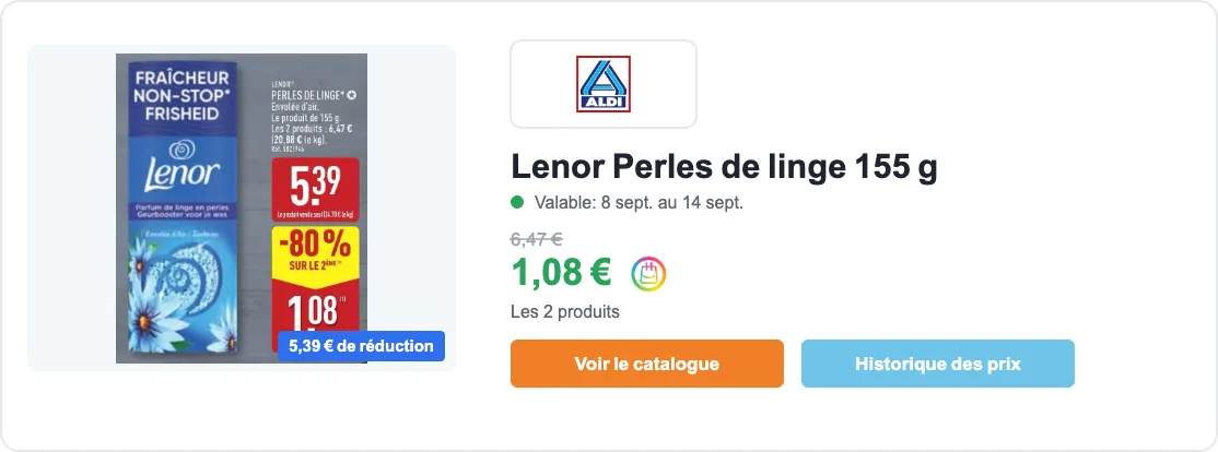 Lenor Perles de linge en promotion chez ALDI