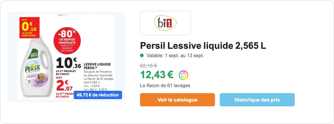 Persil lessive liquide en promotion chez bi1