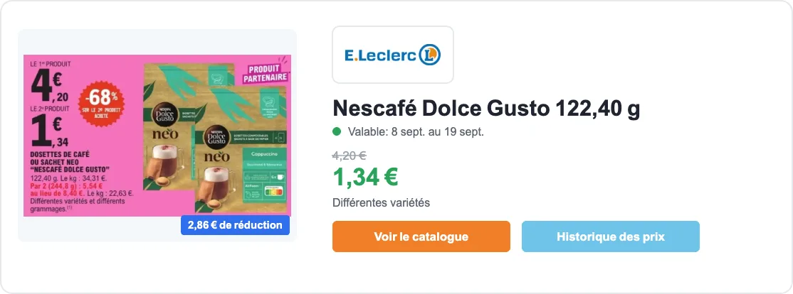 Nescafé Dolce Gusto en promotion chez E.Leclerc