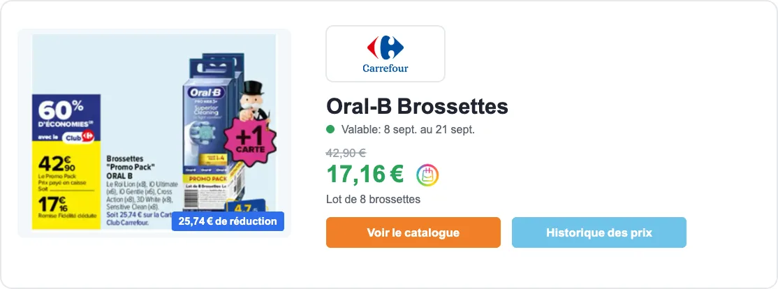 Oral-B brossettes en promotion chez Carrefour
