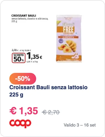 Croissant Bauli senza lattosio in offerta da Coop