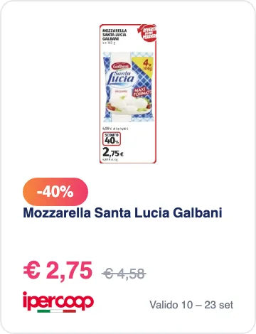Mozzarella Santa Lucia Galbani in offerta da Ipercoop