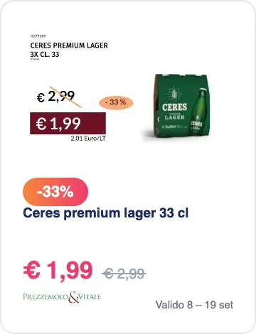 Ceres premium lager in offerta da Prezzemolo e Vitale