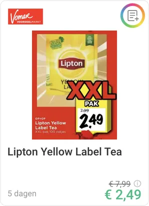 Lipton Yellow Label Tea 100 zakjes bij Vomar voor 2,49 euro